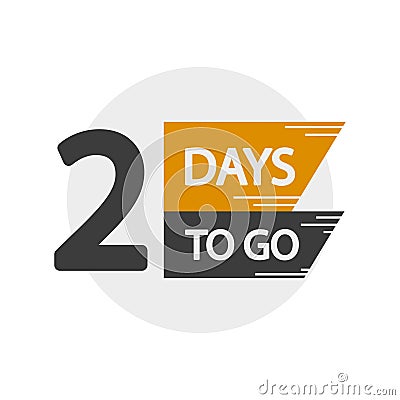 Countdown number two. Bold 2 days left. Vector reminder symbol. Event time left. Vector Illustration