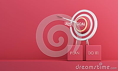 Countdown start new year 2023 with the vision and perspective of planning to achieve goals. Cartoon Illustration