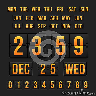 Countdown timer and date, calendar scoreboard Vector Illustration