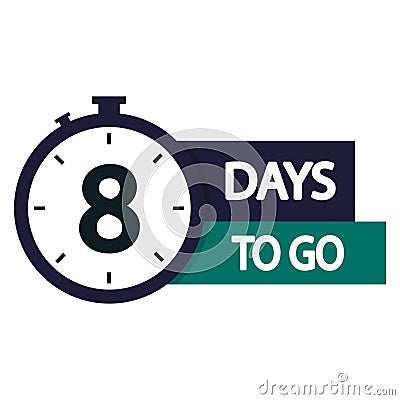Countdown timer icon. Number eight focus. Bold 8 days text. Modern vector symbol. Vector Illustration