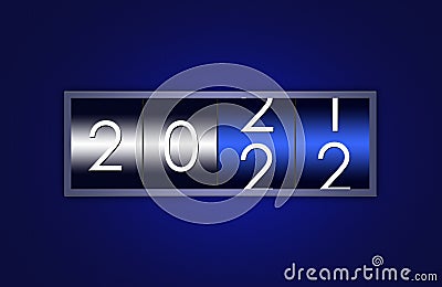 2021 2022 countdown timer isolated on blue background. Happy new year and Merry christmas Stock Photo