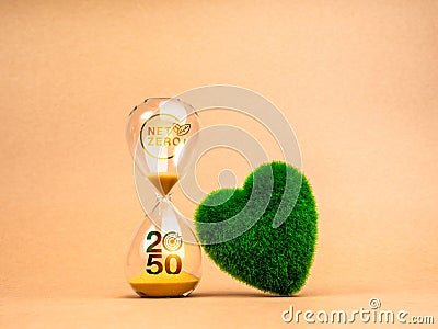 Countdown to NET ZERO emissions reduction, environment sustainability concept. NET ZERO icon and 2050 year number with target Stock Photo