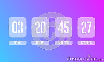 Countdown web site vector flat template digital clock timer background for coming soon or under construction design Vector Illustration