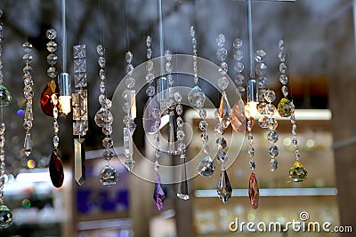 Counter with bohemian crystal, Czech Republic Stock Photo