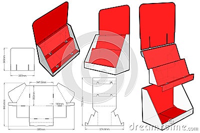 Counter display stand and Die-cut Pattern. Vector Illustration