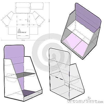 Counter display stand and Die-cut Pattern. Vector Illustration