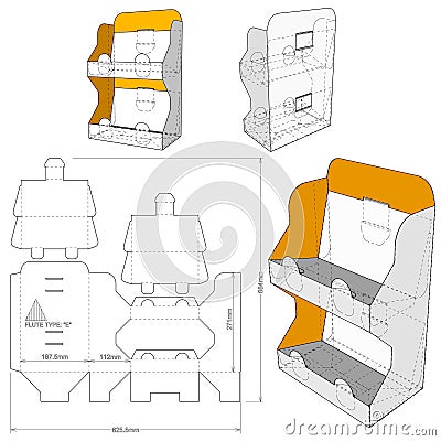 Counter display stand and Die-cut Pattern. Vector Illustration