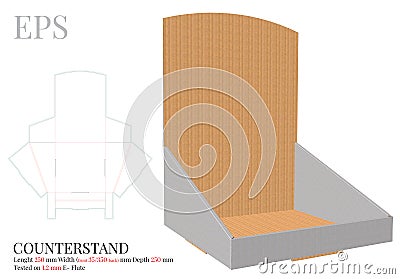 Counter Display Template, Vector with die cut / laser cut layers. Counter Stand, Header Shelf Box. Clear, blank, isolated Counter Vector Illustration