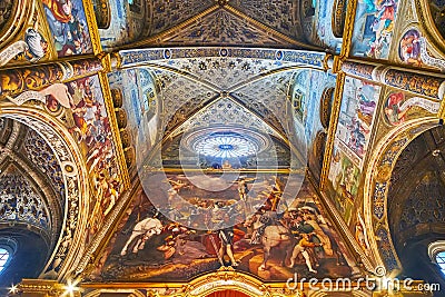 The counter-facade of Cremona Cathedral, on April 6 in Cremona, Italy Editorial Stock Photo