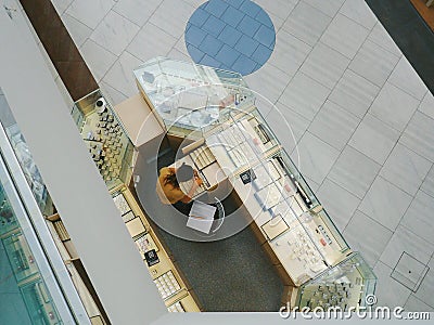 the counter in a mall, a top view Editorial Stock Photo