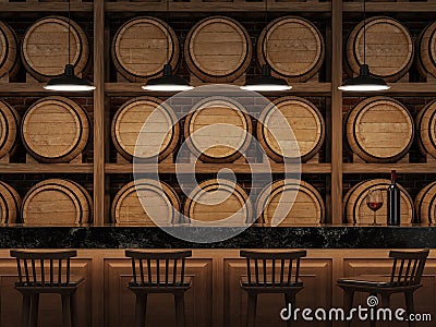 Counter to sit and drink wine 3d render Stock Photo