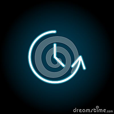 Counterclockwise rotation blue neon icon. Simple thin line, outline vector of time icons for ui and ux, website or mobile Stock Photo