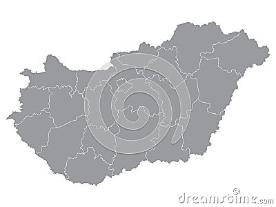 Counties Map of Hungary Vector Illustration