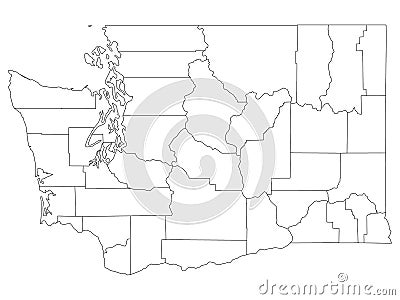 Counties Map of US State of Washington Vector Illustration