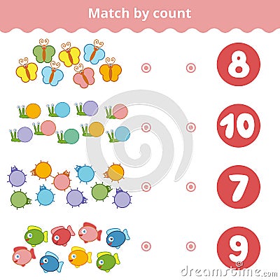 Counting Game for Children. Count animals in the picture Vector Illustration