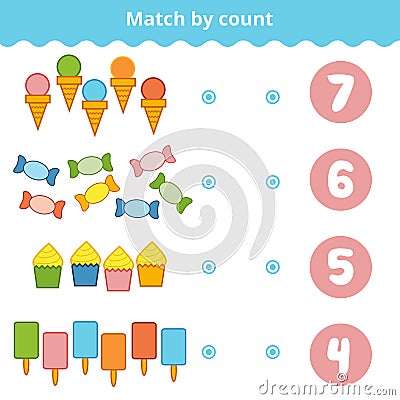 Counting Game for Children. Count the items in the picture Vector Illustration