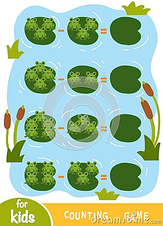 Counting Game for Children. Count the numbers of frogs Vector Illustration