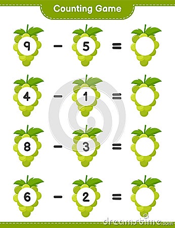 Counting game, count the number of Grape and write the result. Educational children game Vector Illustration