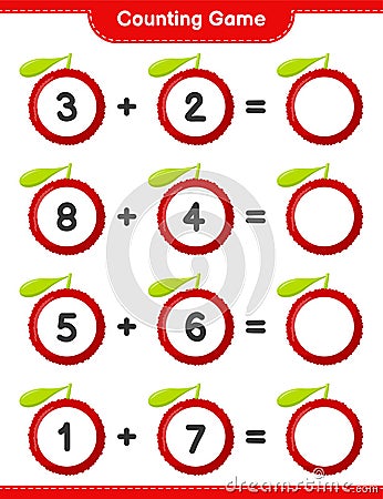 Counting game, count the number of Yumberry and write the result. Educational children game Vector Illustration