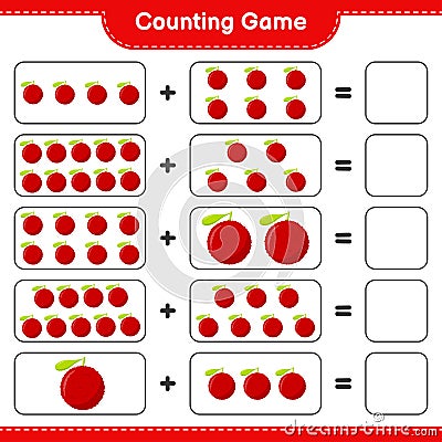 Counting game, count the number of Yumberry and write the result. Educational children game, printable worksheet Vector Illustration