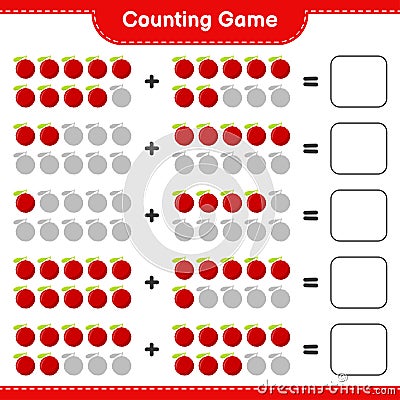 Counting game, count the number of Yumberry and write the result. Educational children game Vector Illustration