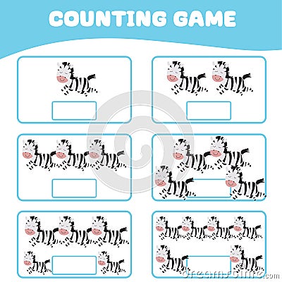 Mathematic counting worksheet for children Vector Illustration