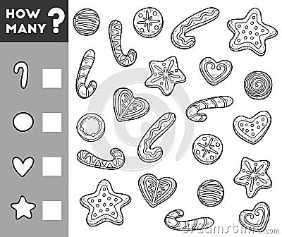 Counting Game for Preschool Children. Count how many cookies Vector Illustration