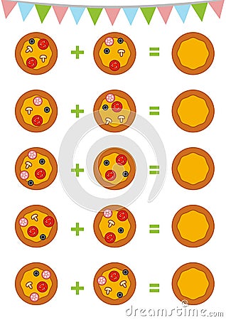 Counting Game for Preschool Children. Pizza Vector Illustration