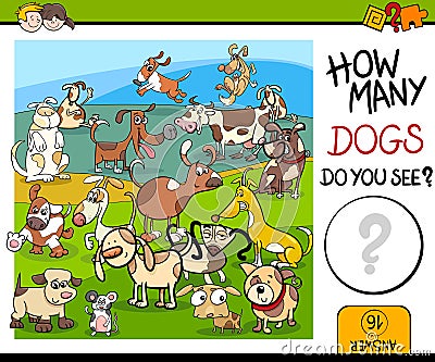 Counting game with spotted dogs Vector Illustration