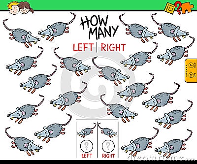 Counting left and right picture of mouse educational game Vector Illustration