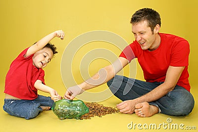 Counting Pennies Stock Photo