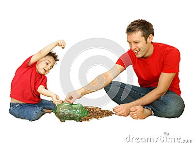 Counting Pennies Stock Photo