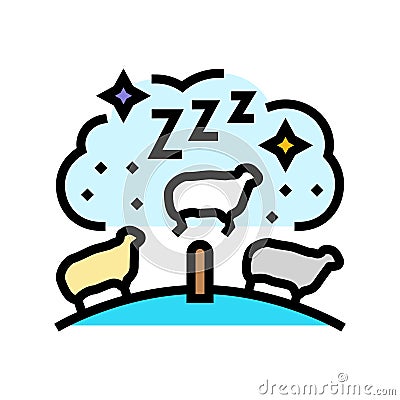 counting sheep sleep night color icon vector illustration Cartoon Illustration