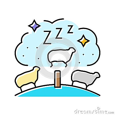 counting sheep sleep night color icon vector illustration Cartoon Illustration