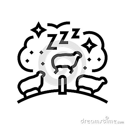 counting sheep sleep night line icon vector illustration Cartoon Illustration