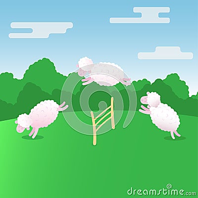 Counting sheeps vector illustration flat cute sheep design Vector Illustration