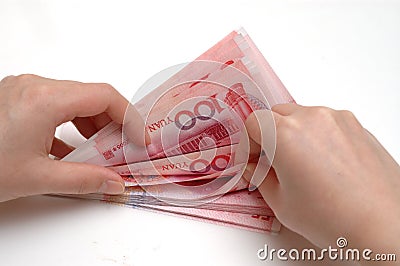 Counting stack RMB cash Stock Photo