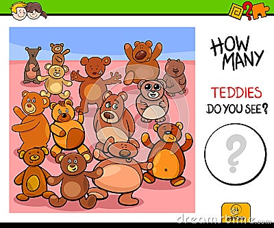 Counting teddy bears educational game Vector Illustration
