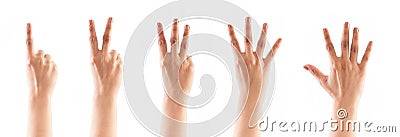 Counting hands (1 , 2, 3, 4, 5) Stock Photo