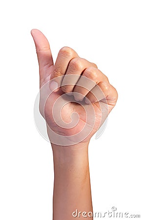 Counting woman's left hands finger number Stock Photo