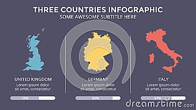 Countries map infographic. Global business marketing presentation. World transportation data. Economic statistic. 3 Vector Illustration