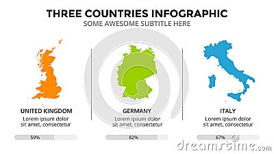 Countries map infographic. Global business marketing presentation. World transportation data. Economic statistic. 3 Vector Illustration