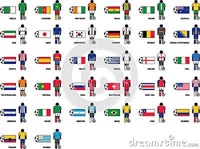 Countries playing the Brazil 2014 Soccer World Cup Vector Illustration