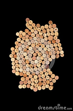 Countries winemakers - maps from wine corks. Map of Germany on b Stock Photo