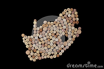 Countries winemakers - maps from wine corks. Map of South Africa Stock Photo