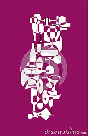 Wine background - stylized maps of countries winemakers. Portugal Vector Illustration