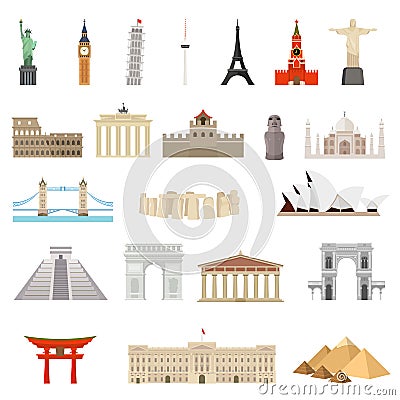 Countries of the world. Architecture, monument or landmark icon. Vector Illustration