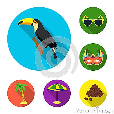 Country Brazil flat icons in set collection for design. Travel and attractions Brazil vector symbol stock web Vector Illustration