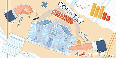 Country Budget Flat Collage Vector Illustration