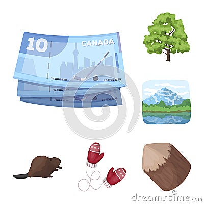 Country Canada cartoon icons in set collection for design. Canada and landmark vector symbol stock web illustration. Vector Illustration